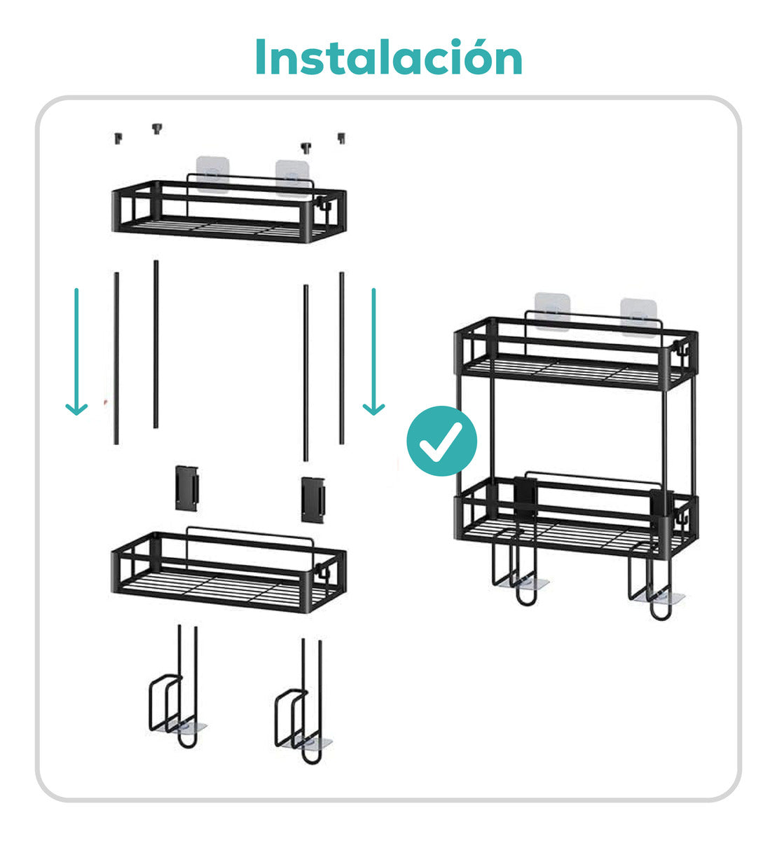 Organizador De Baño 2 Niveles Negro Sobre Mochila Inodoro