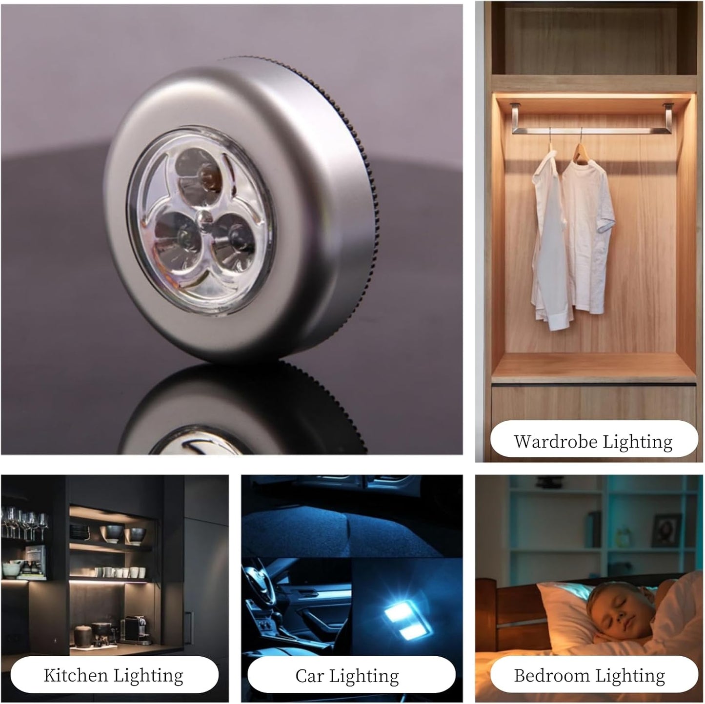 Luz Nocturna Led Táctil Adhesiva Portátil Para Armarios X 2