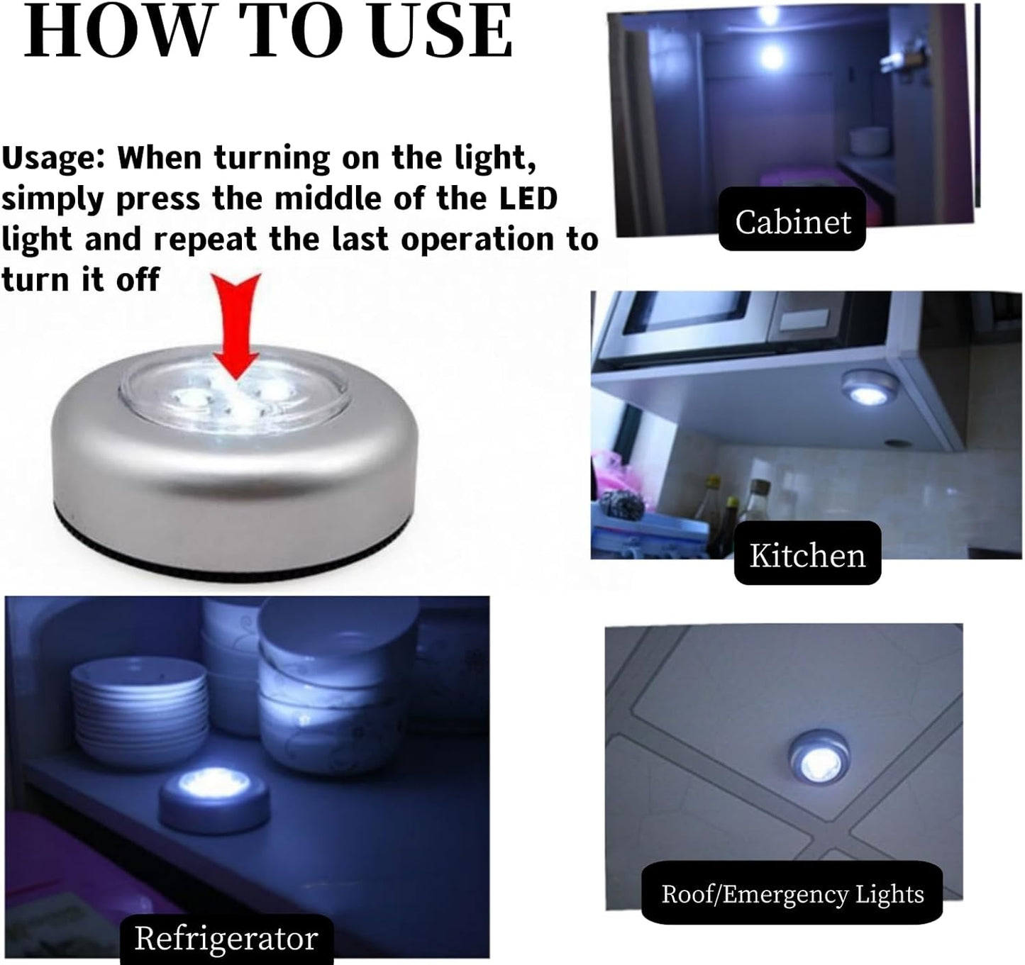Luz Nocturna Led Táctil Adhesiva Portátil Para Armarios X 2