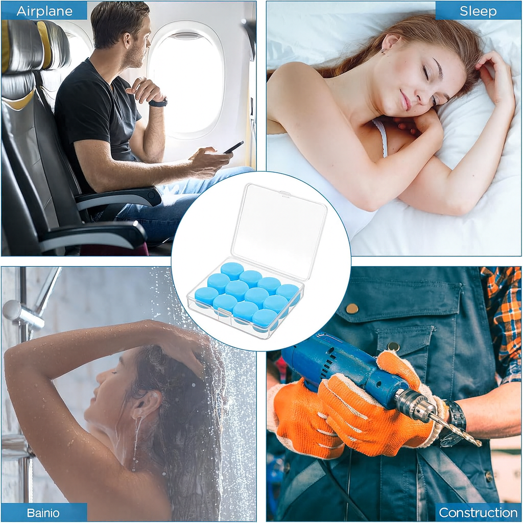Tapones Para Oídos Reutilizables Silicona Para Dormir 12pcs