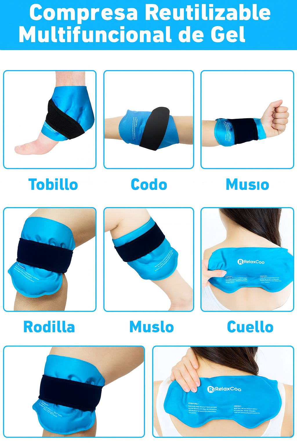 Compresa De Gel Frío Reutilizable Para Tobillo Y Rodilla