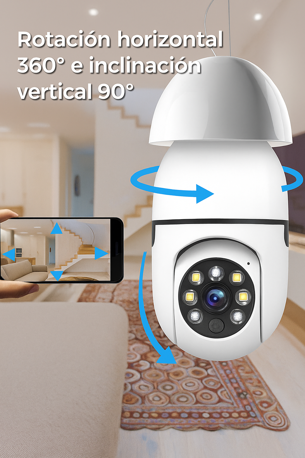 Cámara Bombilla Wifi 360 Full Hd, Luz, Audio, Voz Seguridad