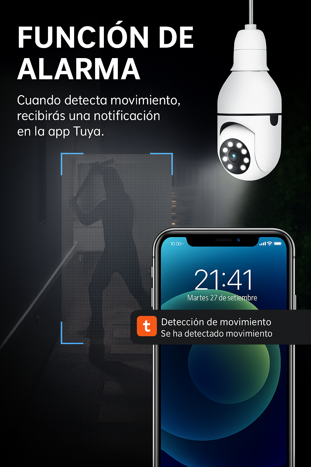 Cámara Bombilla Wifi 360 Full Hd, Luz, Audio, Voz Seguridad
