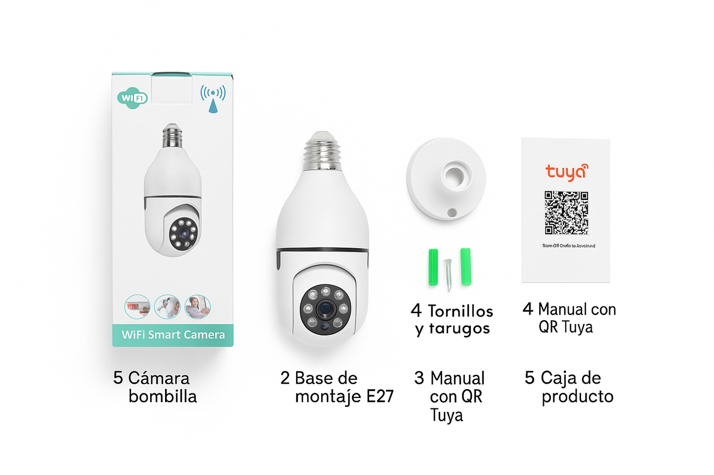 Cámara Bombilla Wifi 360 Full Hd, Luz, Audio, Voz Seguridad