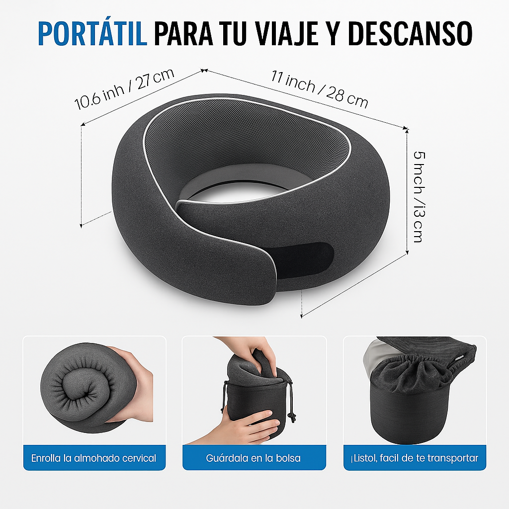 Almohada De Espuma Ortopedica Para Cuello Cervical Viaje