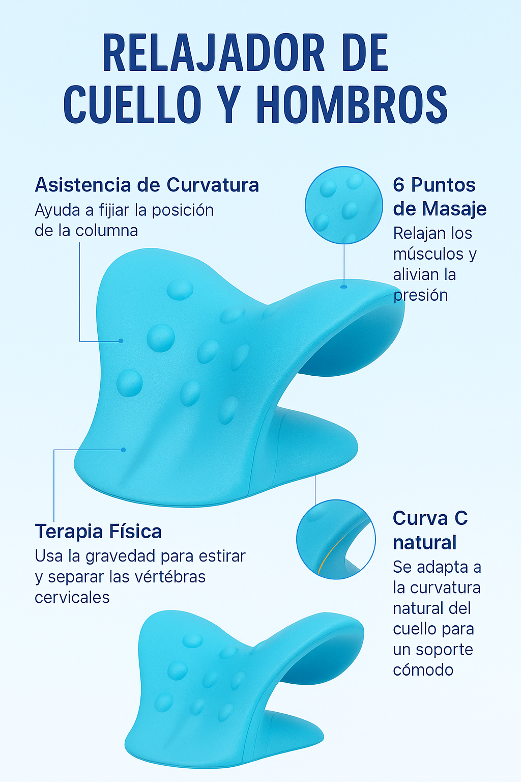 Almohada Para Cuello Hombros Tracción Cervical Alivio Dolor