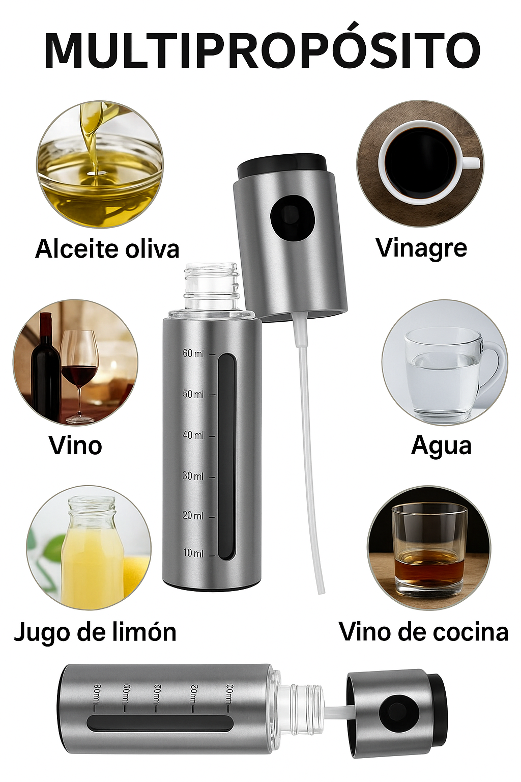 Spray Aceite Vinagre Dispensador Liquidos Rociador Aceitera