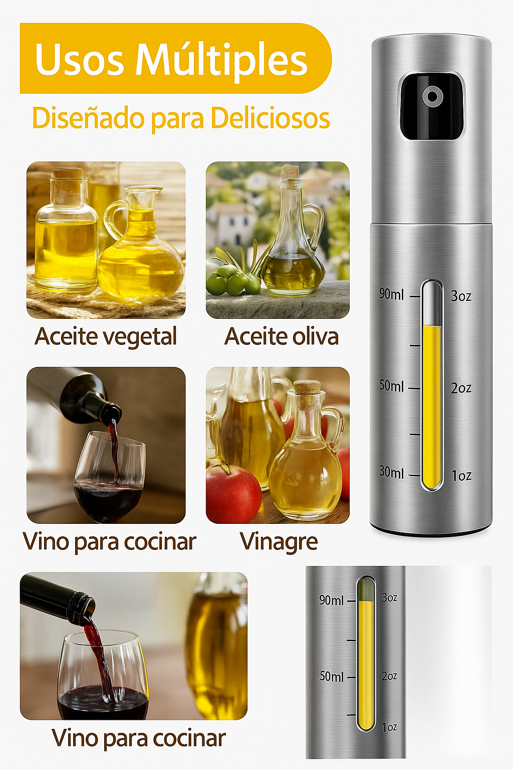 Spray Aceite Vinagre Dispensador Liquidos Rociador Aceitera