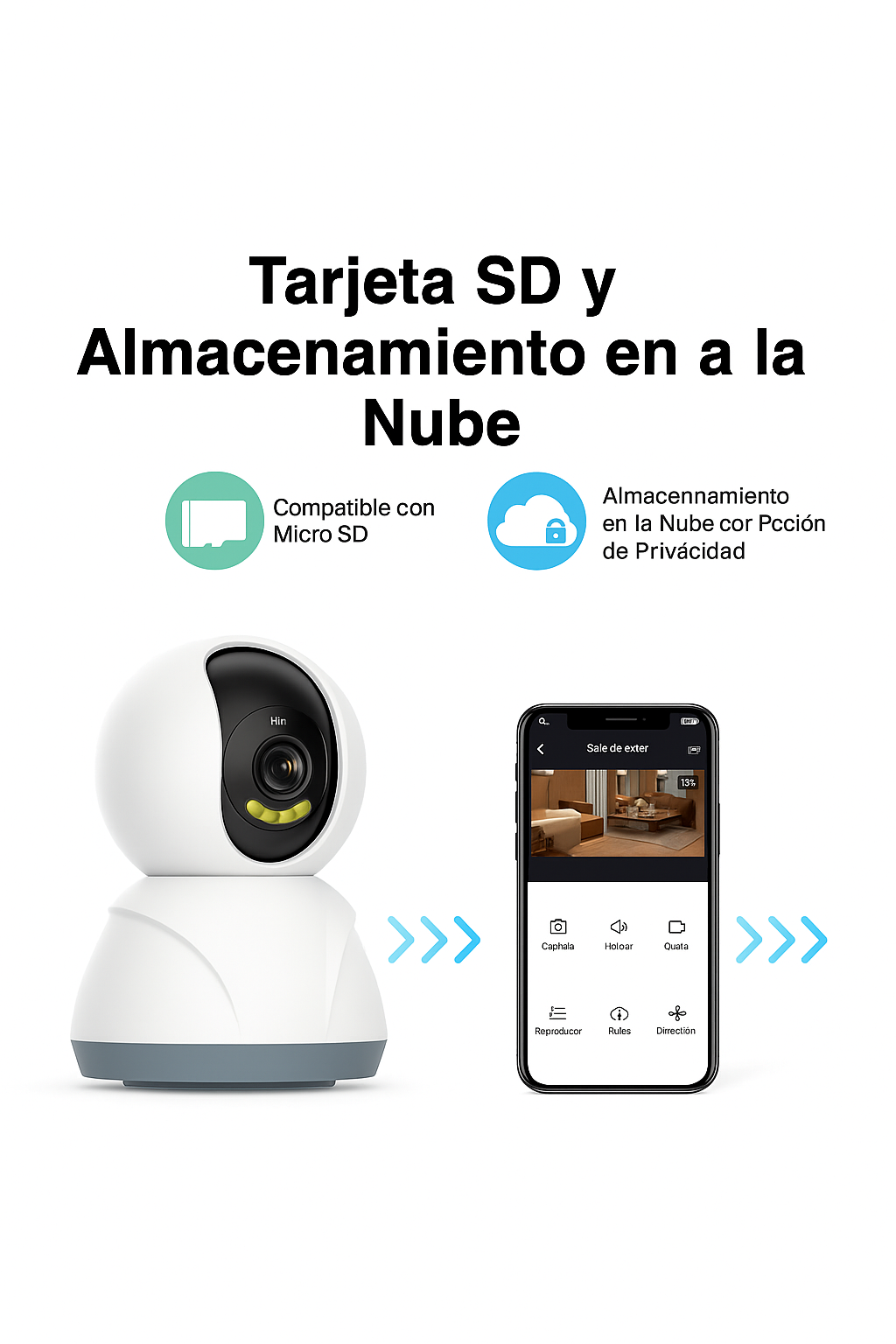 Cámara Wifi 3 Mp 360° Audio Voz Vision Noche Mascotas Bebes