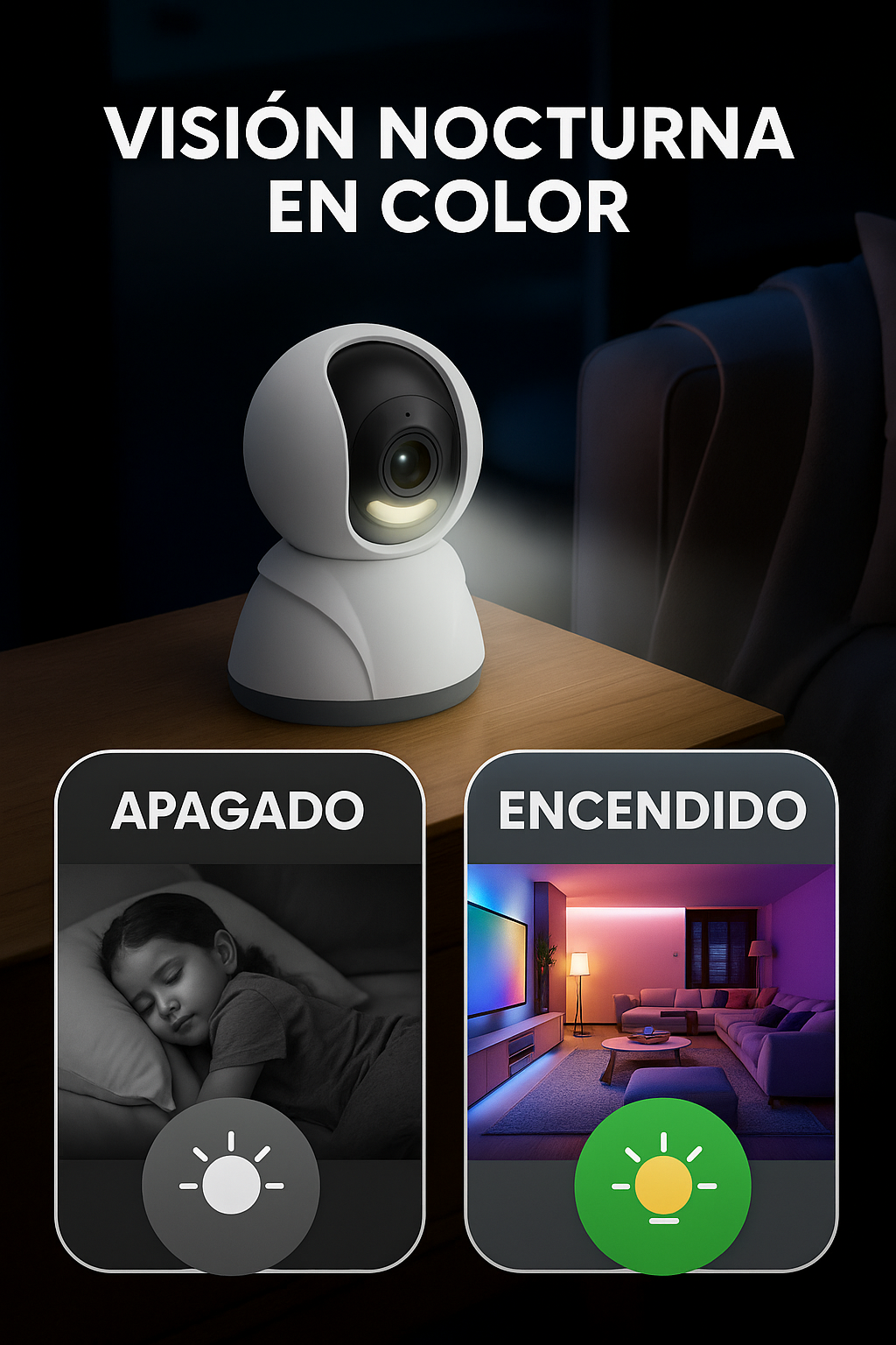 Cámara Wifi 3 Mp 360° Audio Voz Vision Noche Mascotas Bebes