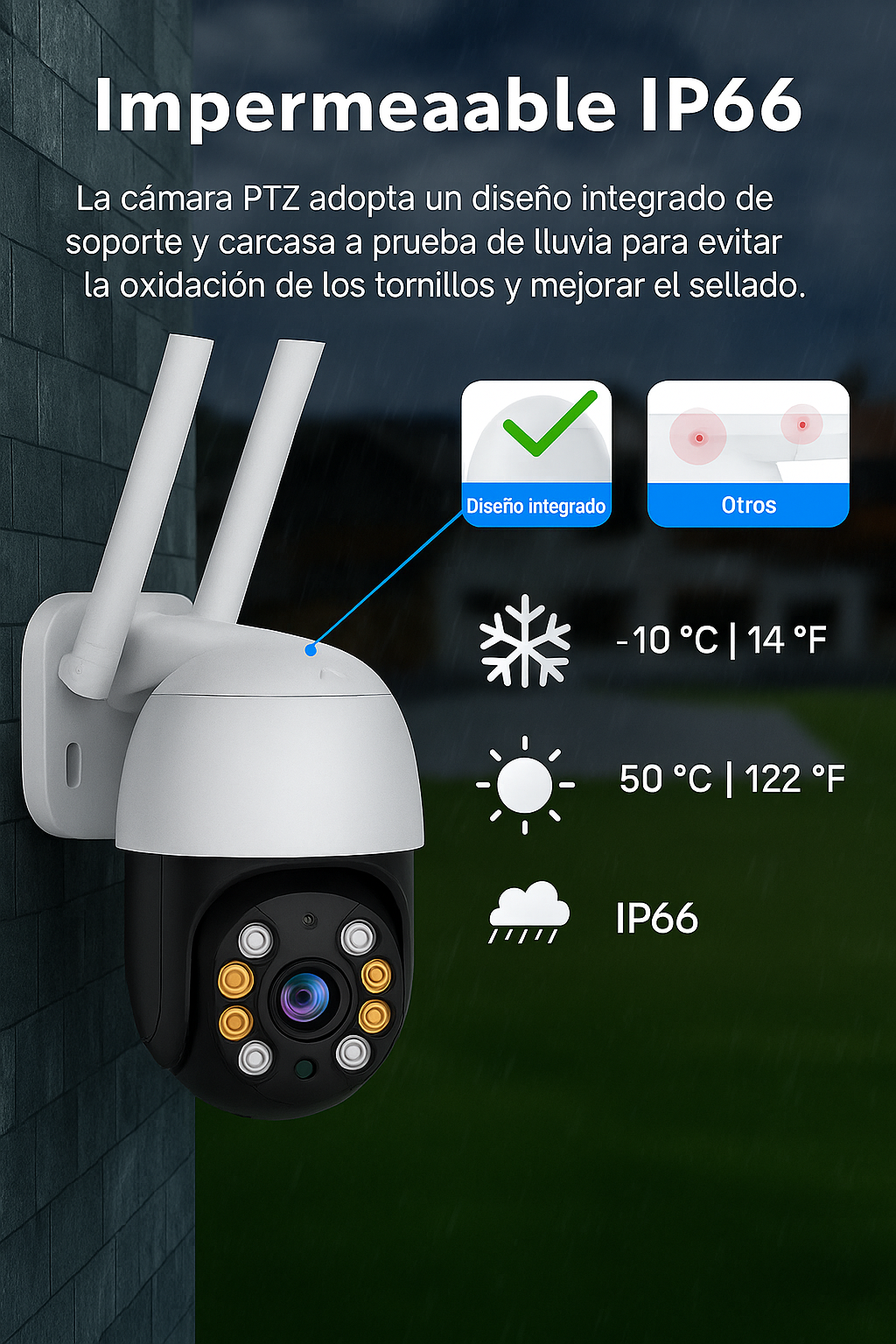 Cámara Ip Exterior 1080p Ptz 360° Wifi Audio 2 Vías Ip66 4mp