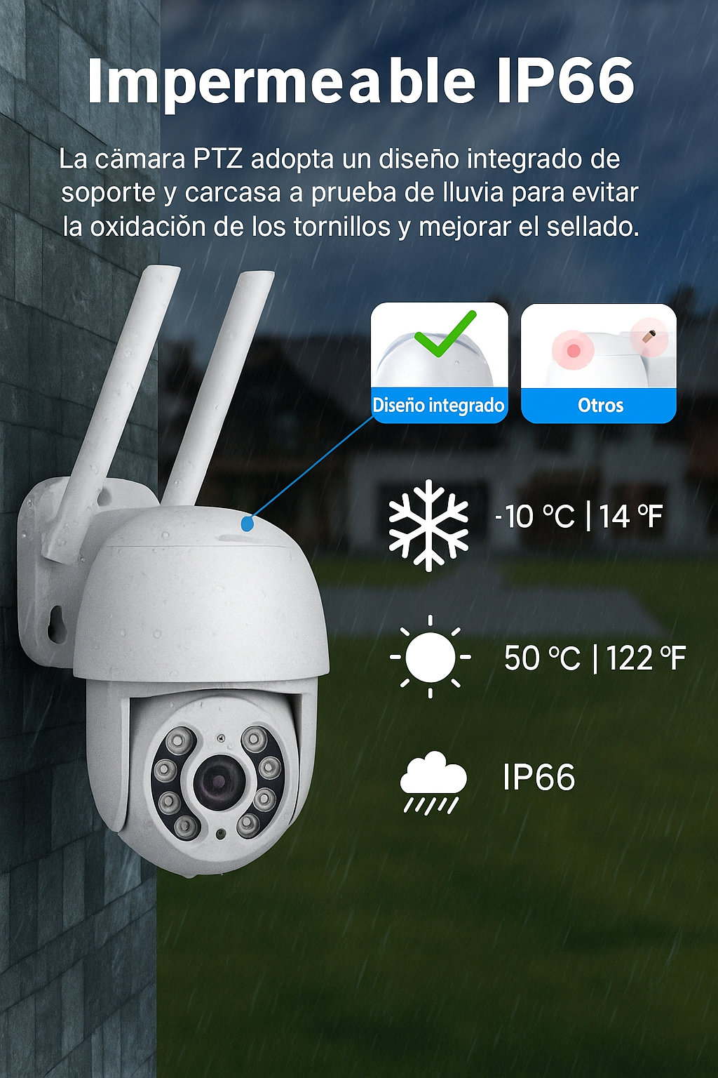 Cámara Ip Exterior 1080p Ptz 360° Wifi Audio 2 Vías Ip66 4mp