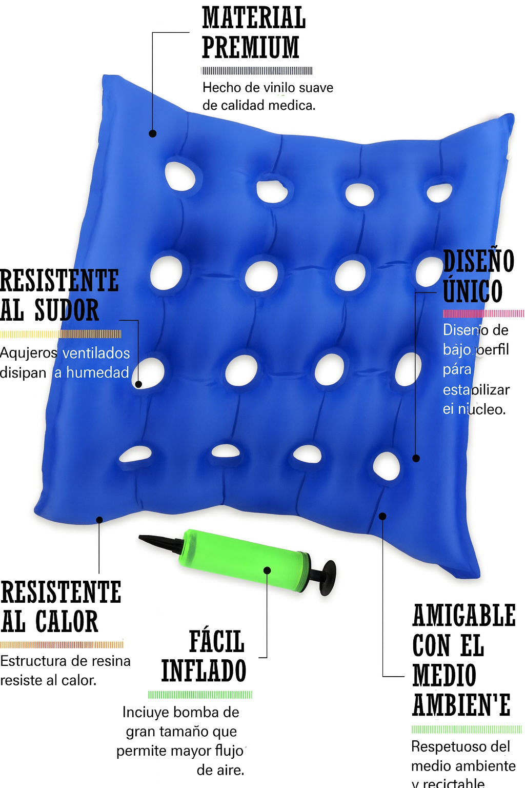 Antiescaras Inflable Ortopédico, Almohadón Portátil