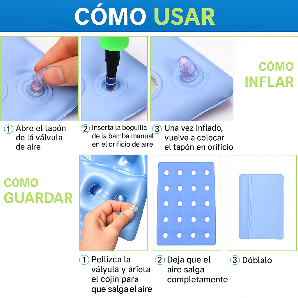 Antiescaras Inflable Ortopédico, Almohadón Portátil