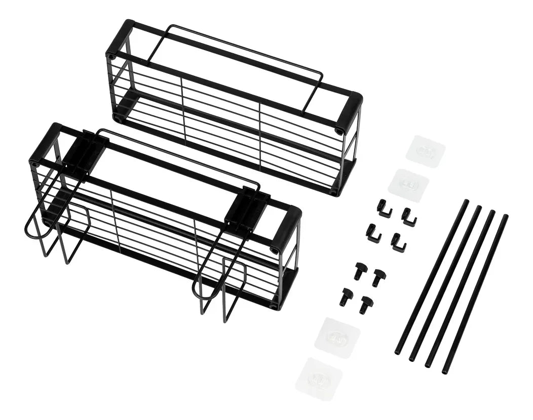 Organizador De Baño 2 Niveles Negro Sobre Mochila Inodoro