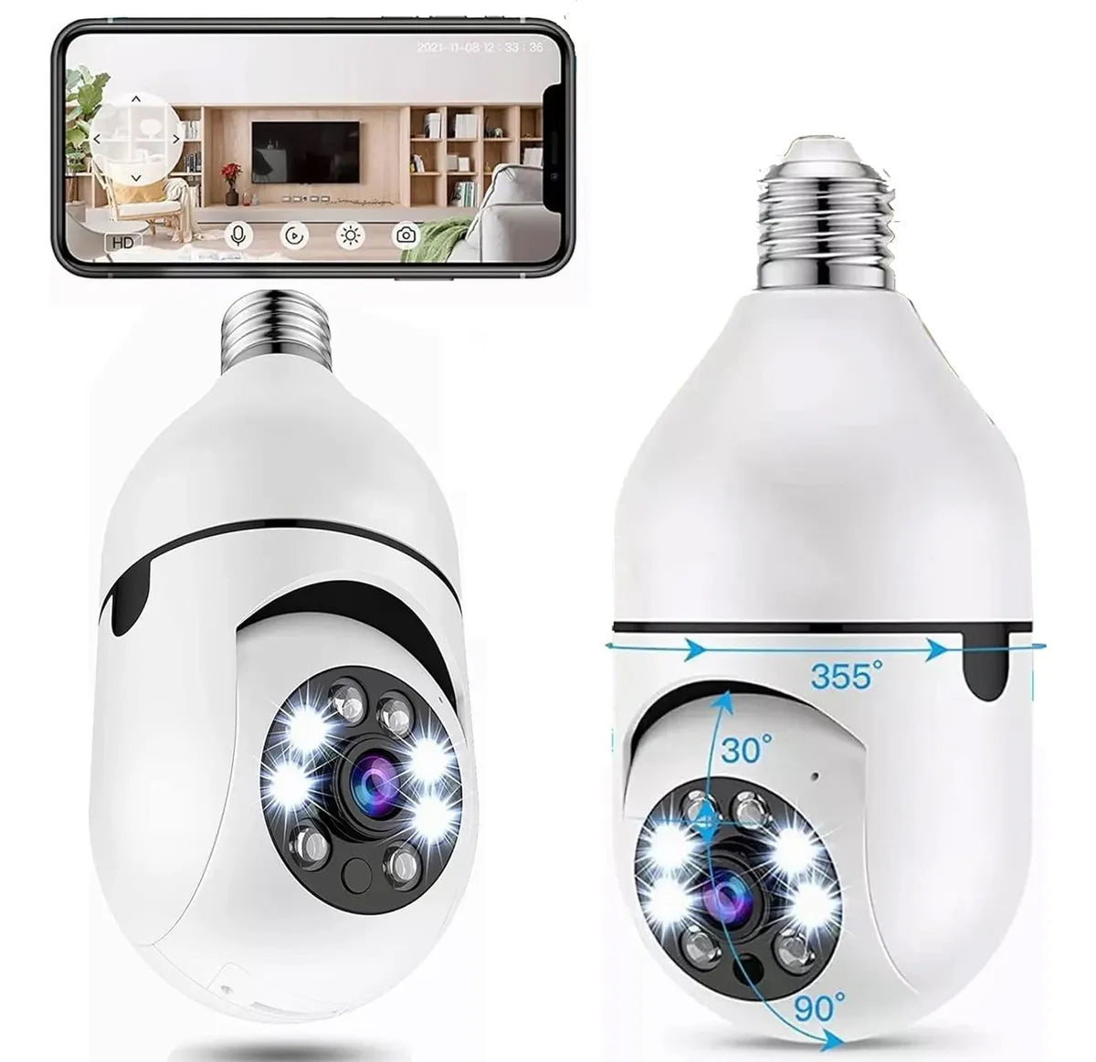 Cámara Bombilla Wifi 360 Full Hd, Luz, Audio, Voz Seguridad