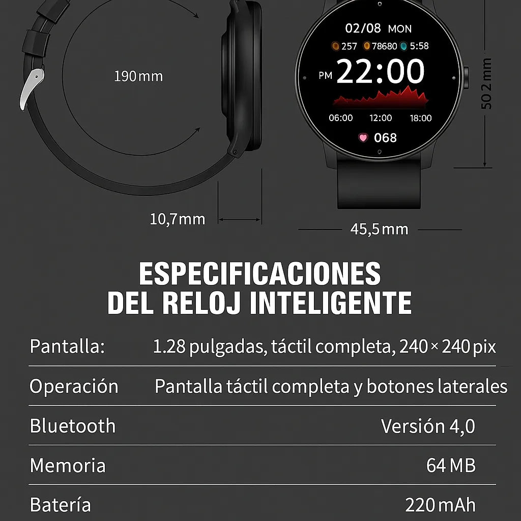Smartwatch Rival Fitness Tracker 1,28" – Salud y conectividad todo el día
