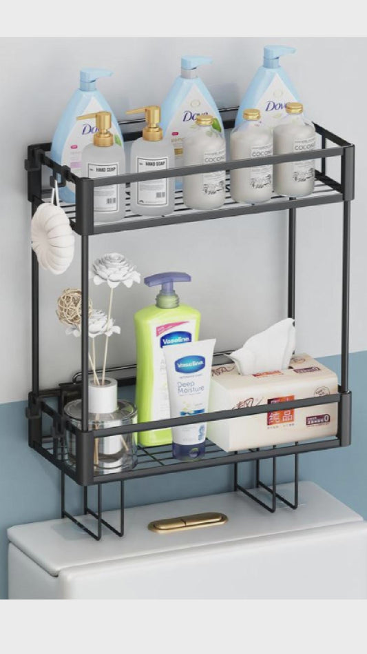 Organizador De Baño 2 Niveles Negro Sobre Mochila Inodoro